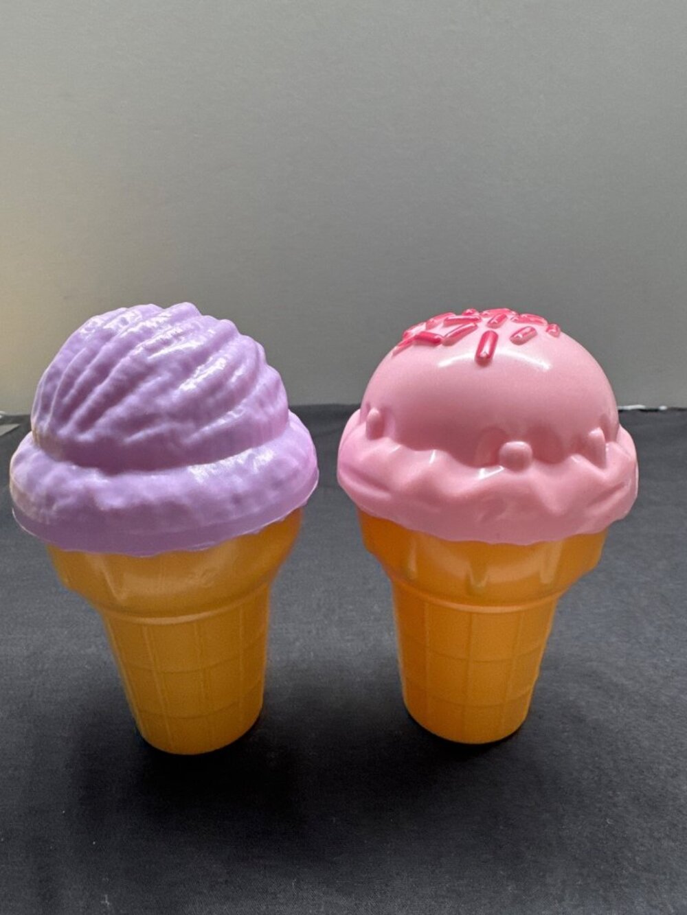 Plastic Ice Cream Cone Toys Set Of 2 Pink & Purple Detachable Tops Pretend Play